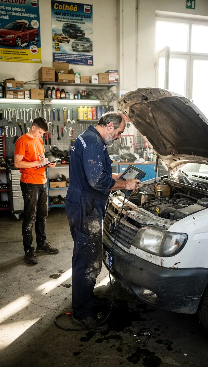 Technik vysvetľuje klientovi preventívny plán údržby a jeho výhody pre spoľahlivosť vozidla.